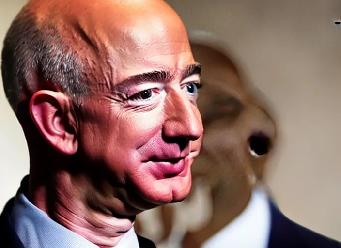 Prompt: jeff bezos with goat horns growing out of his forehead