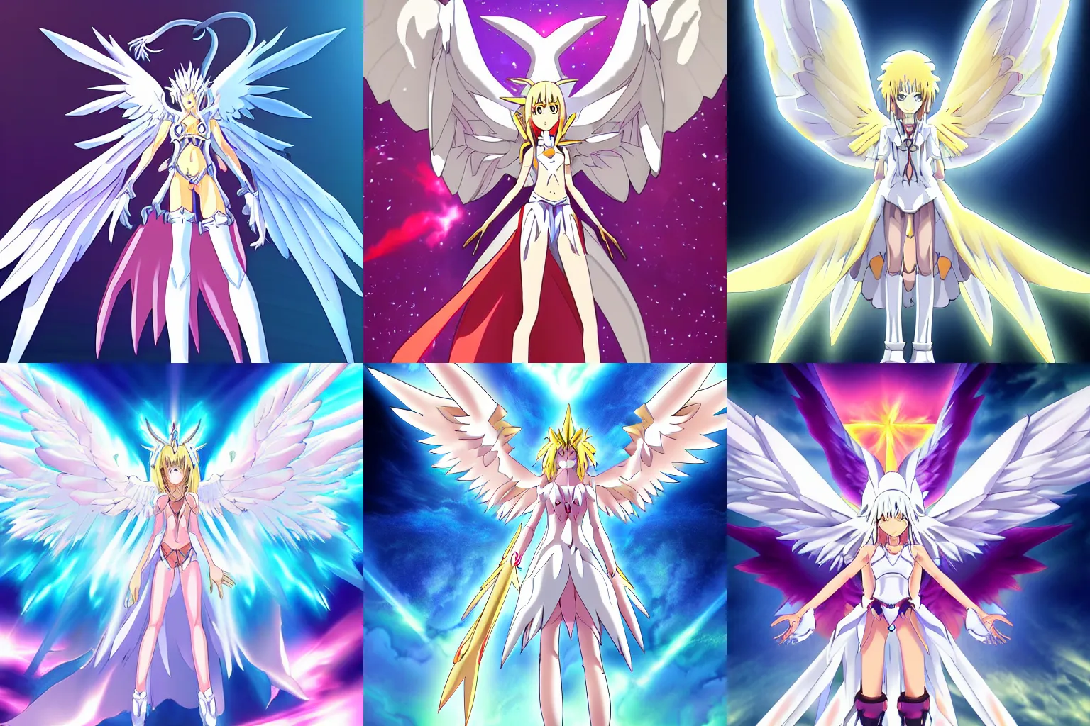 Prompt: Angelic illustration of angewomon from Digimon, digimon key art, dynamic lighting, anime,