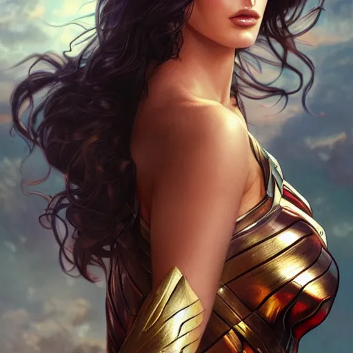 Prompt: ultra realistic illustration, megan fox as wonder woman anime, intricate, elegant, highly detailed, digital painting, artstation, concept art, smooth, sharp focus, illustration, art by artgerm and greg rutkowski and alphonse mucha and wlop