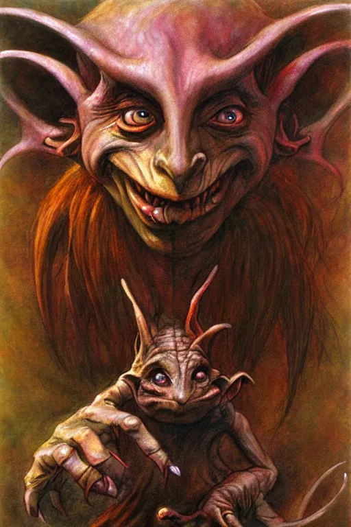 Prompt: brian froud painting of a goblin