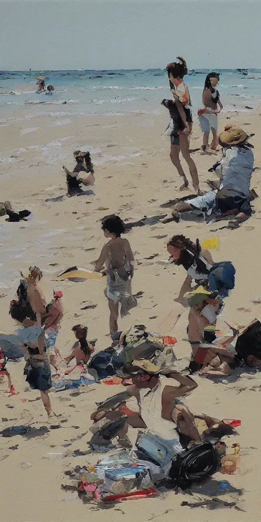 Image similar to oil painting scene from beach by kim jung gi