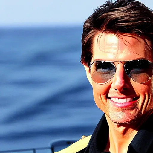 Prompt: tom cruise cruising on a cruise ship