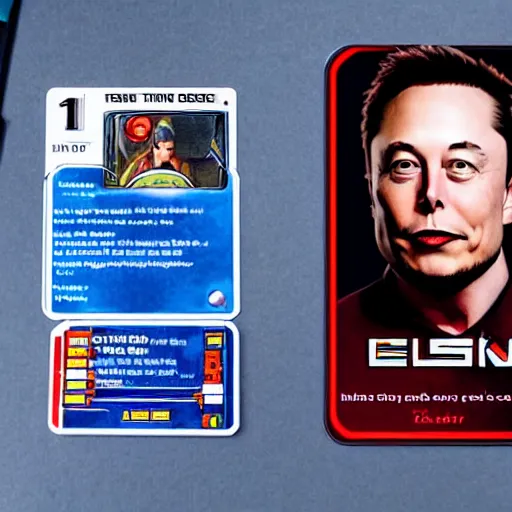 Prompt: elon musk, the trading card game