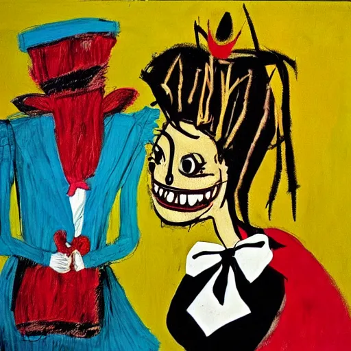 Prompt: alice in wonderland by basquiat