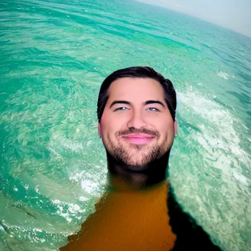 Prompt: giant head in the ocean