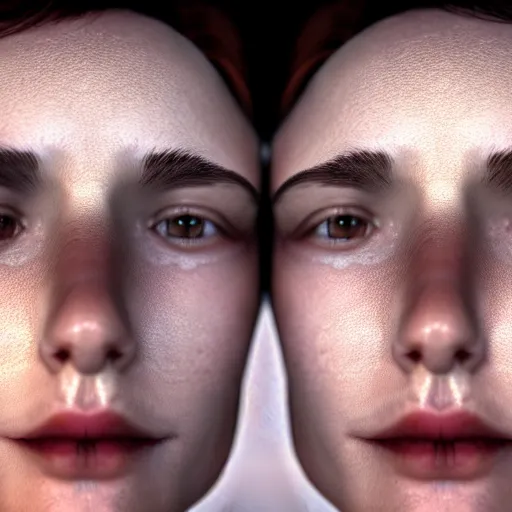 Prompt: photo of a face where one half is smiling and the other half is sad, digital art, realistic, octane render