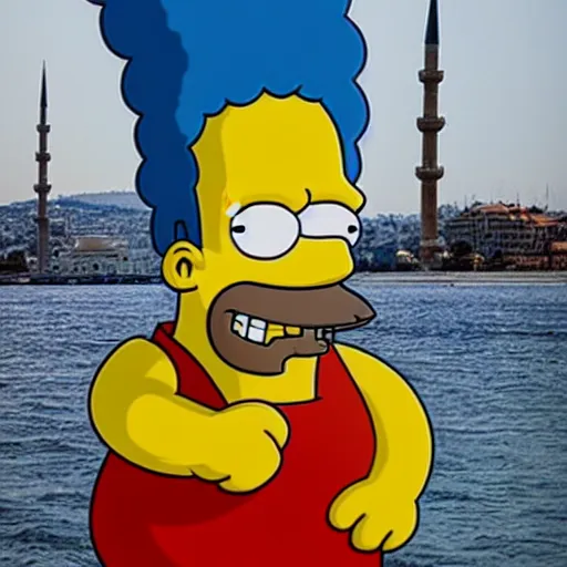 Image similar to the simpsons homer in istanbul