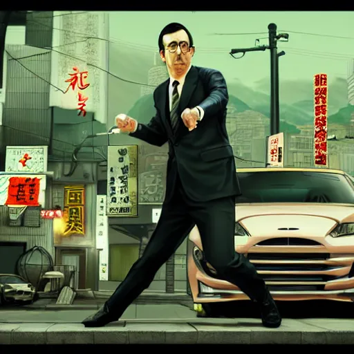 Image similar to John oliver in a scene from yakuza, artstation, concept art, smooth, sharp focus, illustration, art by Botticelli