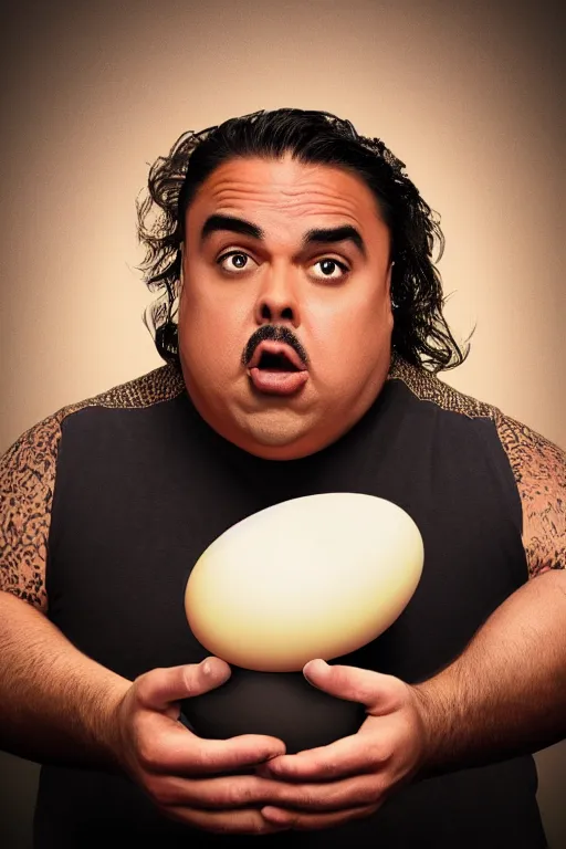 Image similar to 📷 gabriel iglesias the egg 🥚, made of food, head portrait, dynamic lighting, 4 k