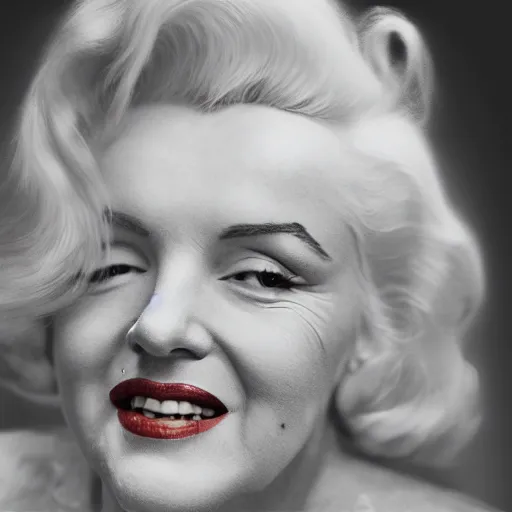 Prompt: marilyn monroe as an old woman, photorealistic, 4 k, studio lighting,