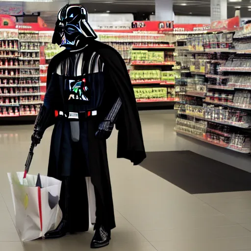 Image similar to Darth Vader shopping for groceries