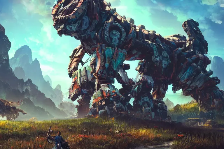 Image similar to tremortusk machine mecanical creature robot of horizon forbidden west horizon zero dawn bioluminiscence global illumination ray tracing hdr fanart arstation by ian pesty and alena aenami artworks in 4 k