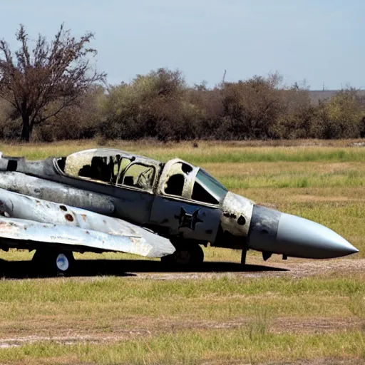 Prompt: derelict A10 warthog jet in the boneyard