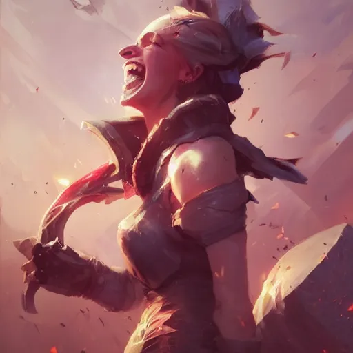 Image similar to me laughing at league of legends developers by greg rutkowski