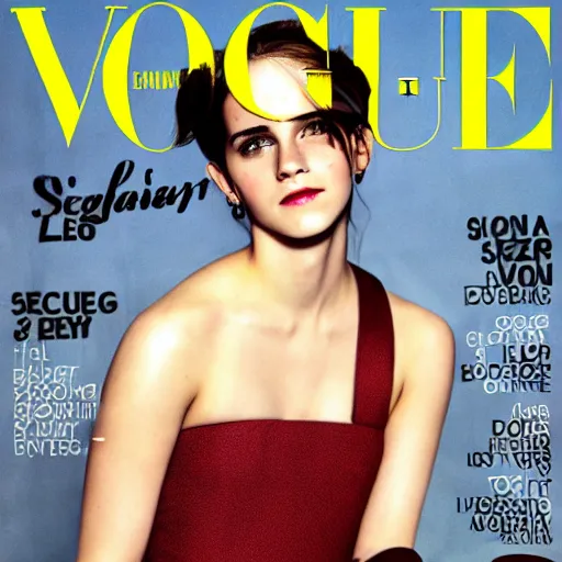 Prompt: Vogue magazine cover of Emma Watson seductively posing