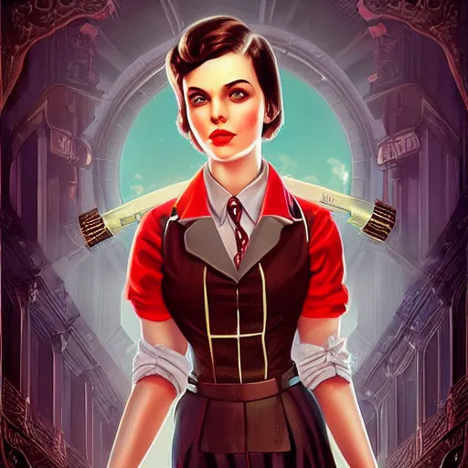 Prompt: Lofi Bioshock portrait Pixar style by Tristan Eaton Stanley Artgerm and Tom Bagshaw