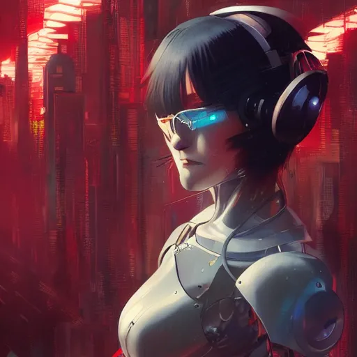 Image similar to anime cyborg | | very anime, realistic shaded robotic parts, fine details. anime. realistic shaded lighting poster by syd mead katsuhiro otomo ghost - in - the - shell, magali villeneuve, artgerm, jeremy lipkin and michael garmash, rob rey and kentaro miura style, trending on art station