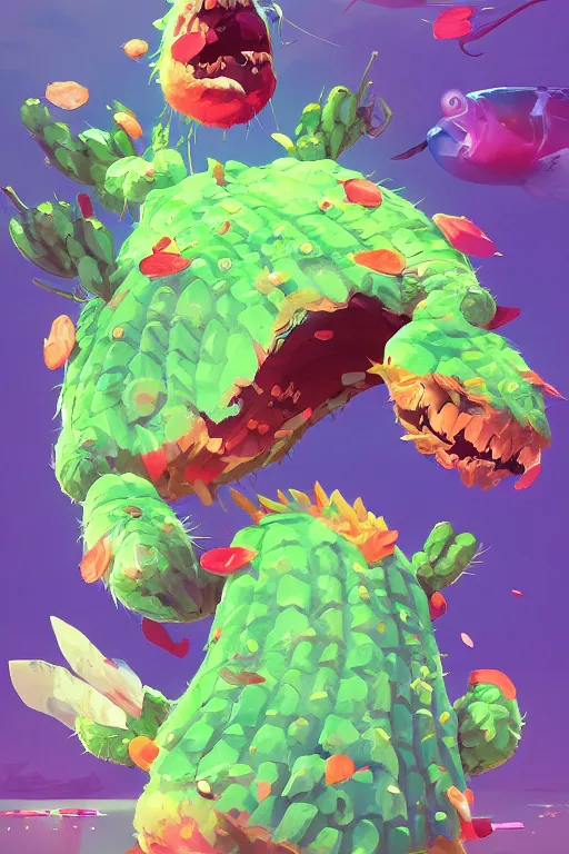 Image similar to 3 d render creature animal sushi cristal very big eye roots cactus elemental flush of force nature micro world fluo fishscale, comics gta 5 cover, official fanart behance hd artstation by jesper ejsing, by rhads, makoto shinkai and lois van baarle, ilya kuvshinov, ossdraws