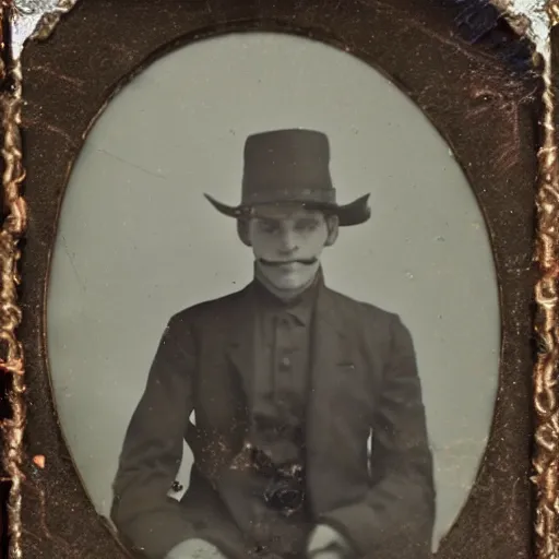 Prompt: tintype photo, bottom of the ocean, cowboy riding alien