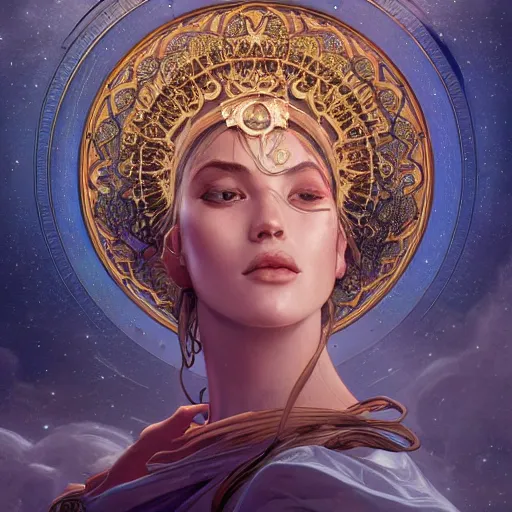 Image similar to perfectly-centered-Portrait of a lunar Goddess, intricate, highly detailed, digital painting, artstation, concept art, smooth, sharp focus, illustration, Unreal Engine 5, 8K, art by artgerm and greg rutkowski and alphonse mucha