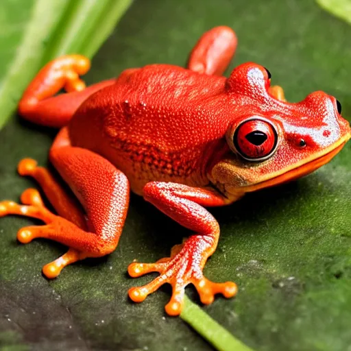 Prompt: a red frog