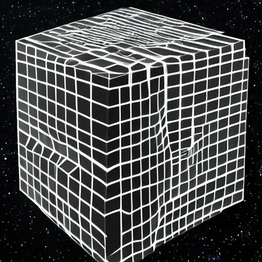 Prompt: an extremely and intricately detailed borg cube, warping in from deep space