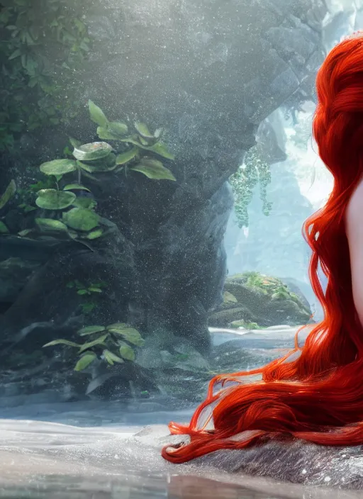 Image similar to princess ariel from little mermaid disney film, photo realistic, hyperdetailed, 8 k realistic, frostbite 3 engine, cryengine, dof, trending on artstation, digital art