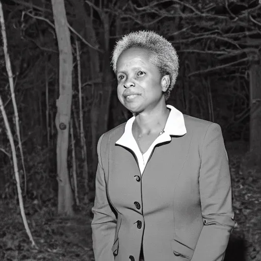 Image similar to chicago mayor lori lightfoot was spotted on woodland trail cam at midnight grayscale night vision