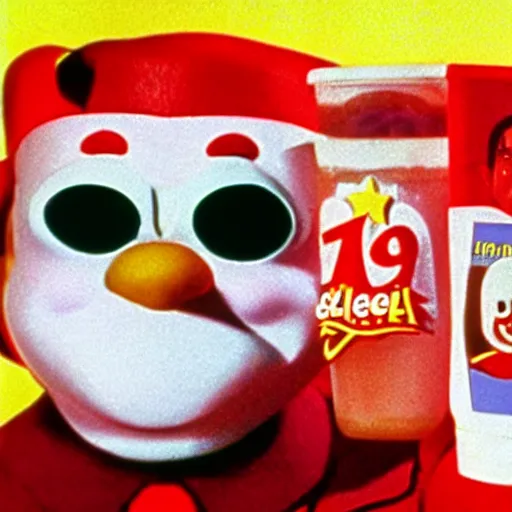 Prompt: A 1980s movie still of Jollibee as a supervillain