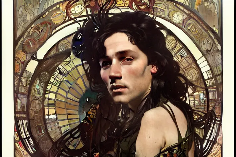 Prompt: hyper realistic portrait of british singer songwriter, by lee bermejo, alphonse mucha and greg rutkowski