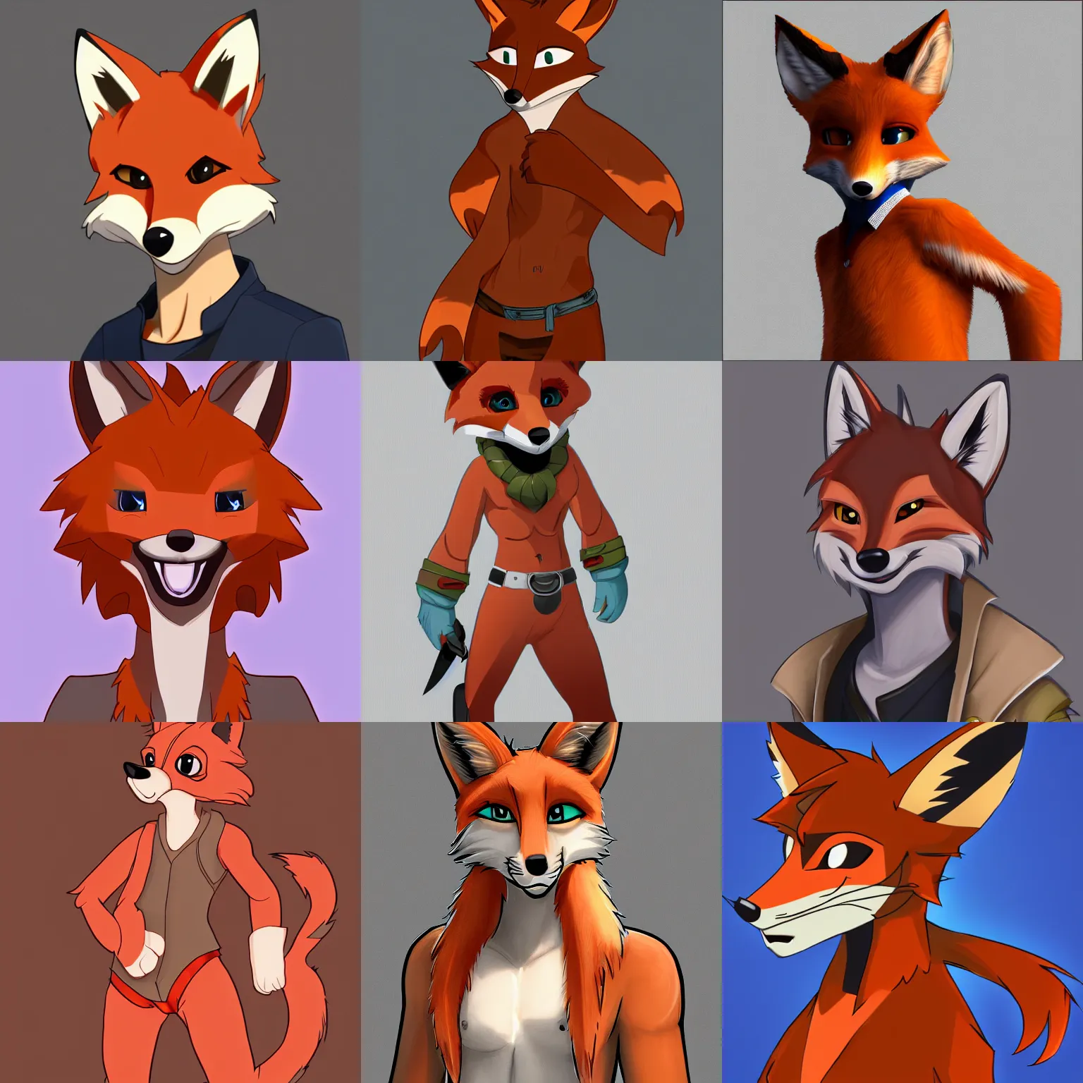 Prompt: extremely detailed FurAffinity art of a handsome cute cartoon male anthro fox character with styled hair, 4k, full body, trending on FurAffinity