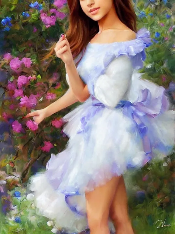 Image similar to Ariana Grande full body painting by Vladimir Volegov,