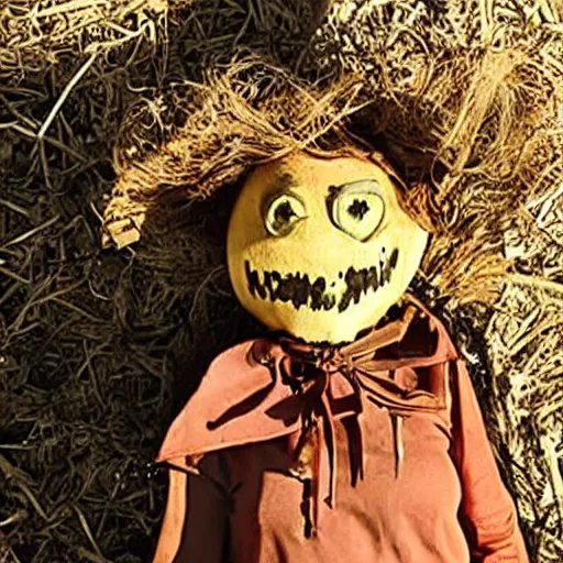 Prompt: menacing female scarecrow, movie still