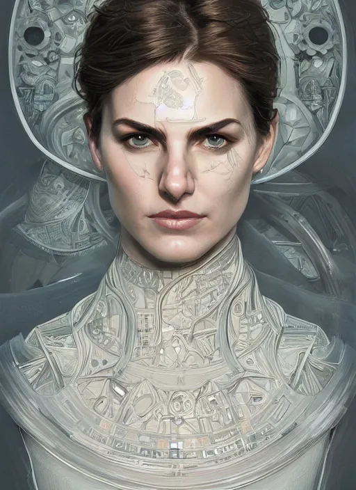 Image similar to symmetry!! tom cruise, machine parts embedded into face, intricate, elegant, highly detailed, digital painting, artstation, concept art, smooth, sharp focus, illustration, art by artgerm and greg rutkowski and alphonse mucha, 8 k