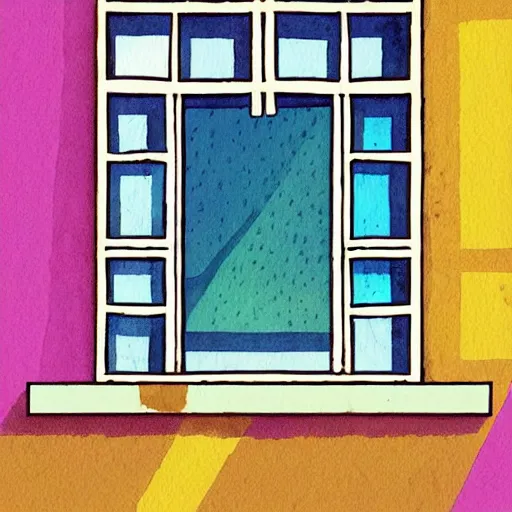 Image similar to a painting beautiful window open, digital illustration, colorful architectural drawing, watercolor painting, behance contest winner, vintage, native art, trend in behance hd, 2 d game art, detailed painting