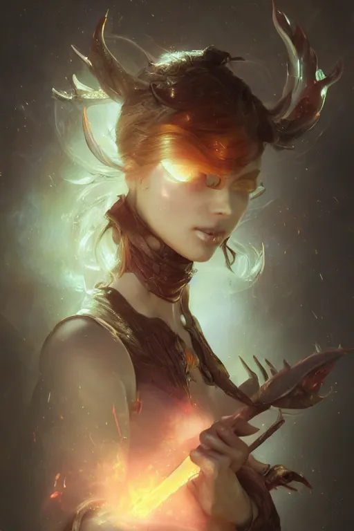 Image similar to face closeup beautiful girl fairy casting spell, 3 d render, holding electricity, hyper realistic detailed portrait, ruan jia, wlop, fantasy, hyper detailed, octane render, concept art, peter mohrbacher