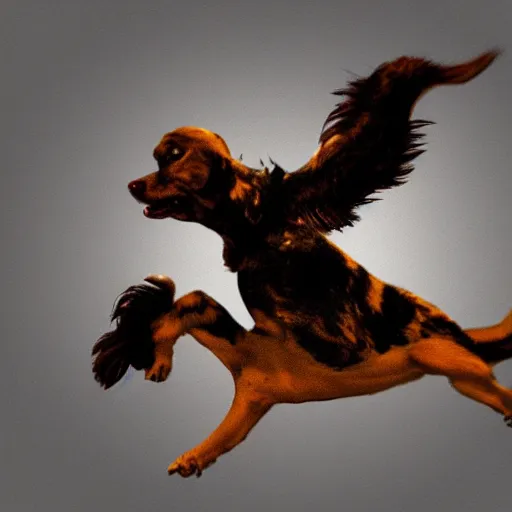 Prompt: flying dog, digital art