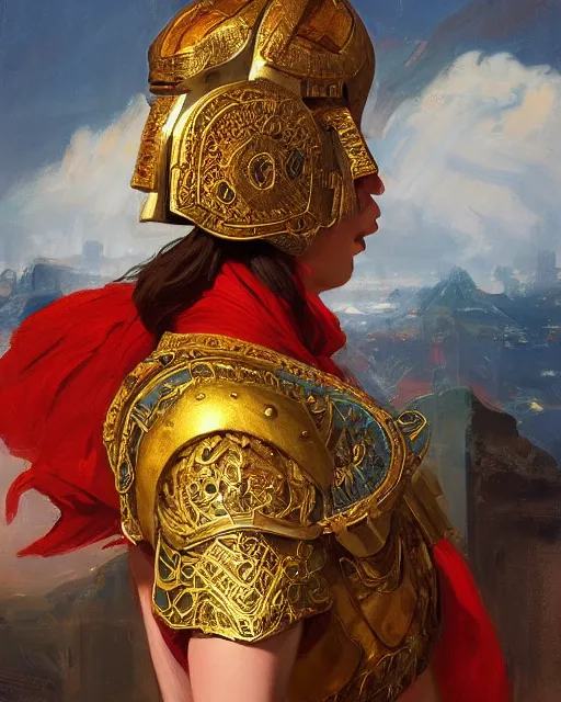 Image similar to portrait of an ancient greek character in intricate ornate armor, by ilya kuvshinov, by thomas lawrence, by bayard wu, trending on artstation, masterpiece