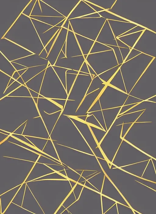 Prompt: symmetrical geometry shapes, award - winning painting, expensive, abstract, gold and silver shapes, filled rectangles, geometry, elegant, luxurious, beautiful, pitch black background, dali