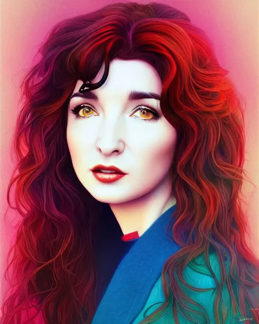 Image similar to richly detailed color illustration young kate bush illustrated by artgerm and mina petrovic and timothy kong and marina federovna. 3 d shadowing