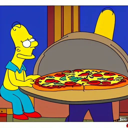 Image similar to best pizza in the style of the simpsons.