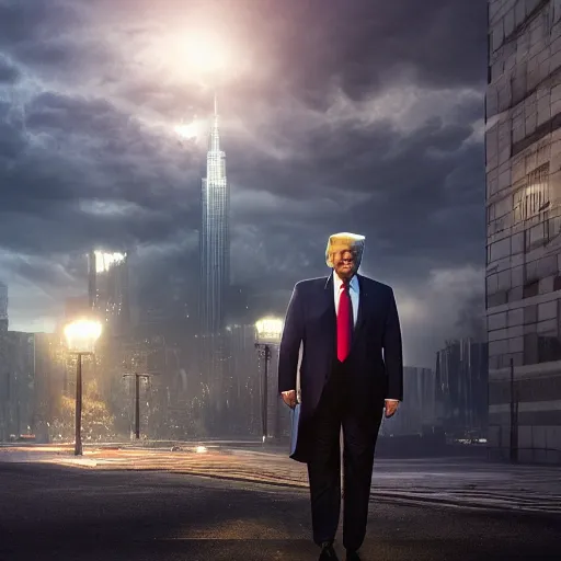 Image similar to donald trump, dramatic lighting, cinematic, establishing shot, extremely high detail, foto realistic, cinematic lighting, post processed, concept art, high details, cinematic, 8k resolution, beautiful detailed, photorealistic, digital painting, artstation, concept art, smooth, sharp focus, artstation trending, octane render, unreal engine