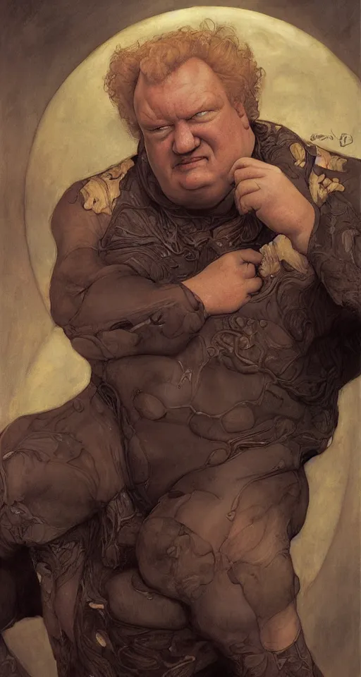 Image similar to baron harkonnen, by edgar maxence artgerm ross tran and michael whelan and gustav klimpt