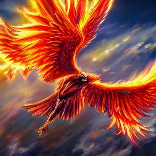 Prompt: hyperdetailed image of a phoenix with its full body flaming and wings spread 8 k extremely detailed hd hyperrealism fiery extremely accurate unbelievably creepy realistic anime, jojo stand