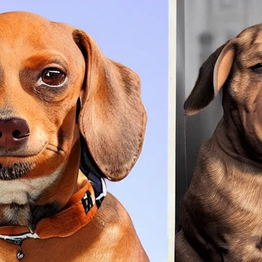 Image similar to Dwayne The Rock Johnson mixed with a dachshund