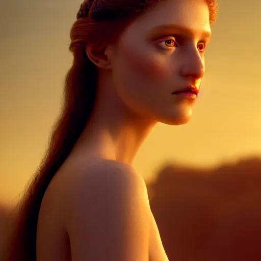 Image similar to photographic portrait of a stunningly beautiful renaissance replicant female in soft dreamy light at sunset, contemporary fashion shoot, by edward robert hughes, annie leibovitz and steve mccurry, david lazar, jimmy nelsson, breathtaking, 8 k resolution, extremely detailed, beautiful, establishing shot, artistic, hyperrealistic, beautiful face, octane render