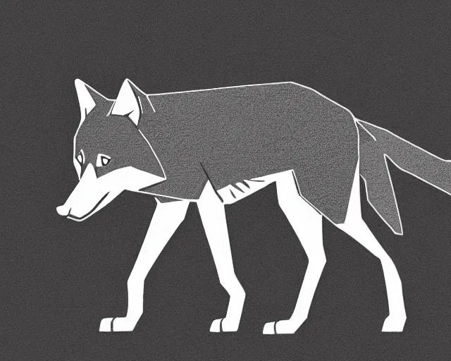 Image similar to digital art of a full-body outline of a wolf, simple, no color, high quality, HD, 8K,