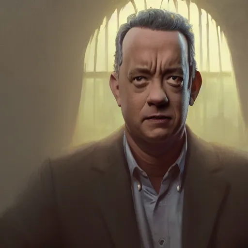 Prompt: tom hanks, highly detailed vfx portrait, unreal engine, greg rutkowski, loish, rhads, caspar david friedrich, makoto shinkai and lois van baarle, ilya kuvshinov, rossdraws, elegent, tom bagshaw, alphonse mucha, global illumination, detailed and intricate environment.