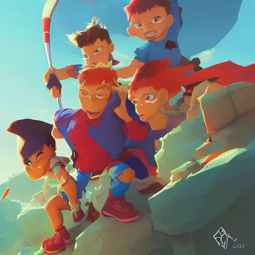 Image similar to hero world rugrats, behance hd by jesper ejsing, by rhads, makoto shinkai and lois van baarle, ilya kuvshinov, rossdraws global illumination