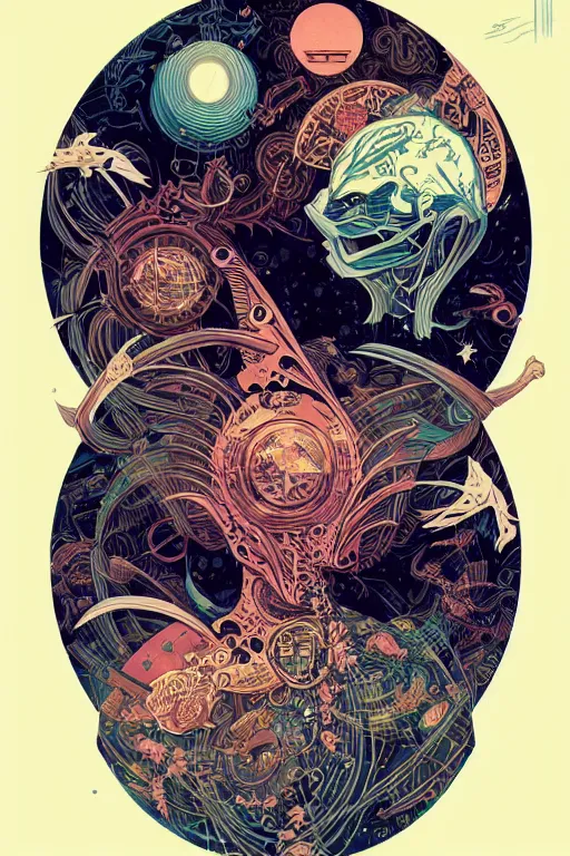 Image similar to tattoo design by kilian eng and victo ngai and james jean